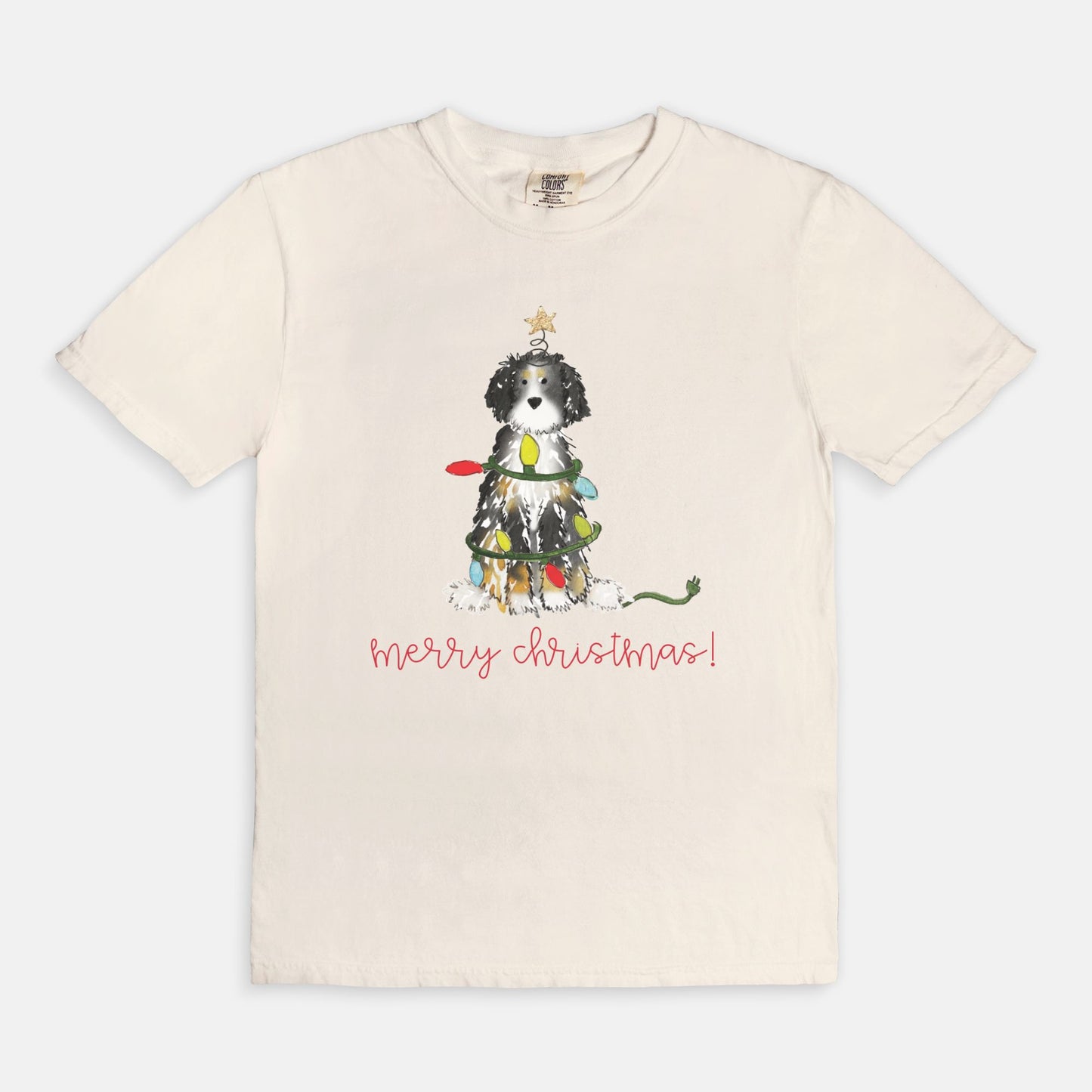 Festive Christmas Bernadoodle Comfort Color Tee