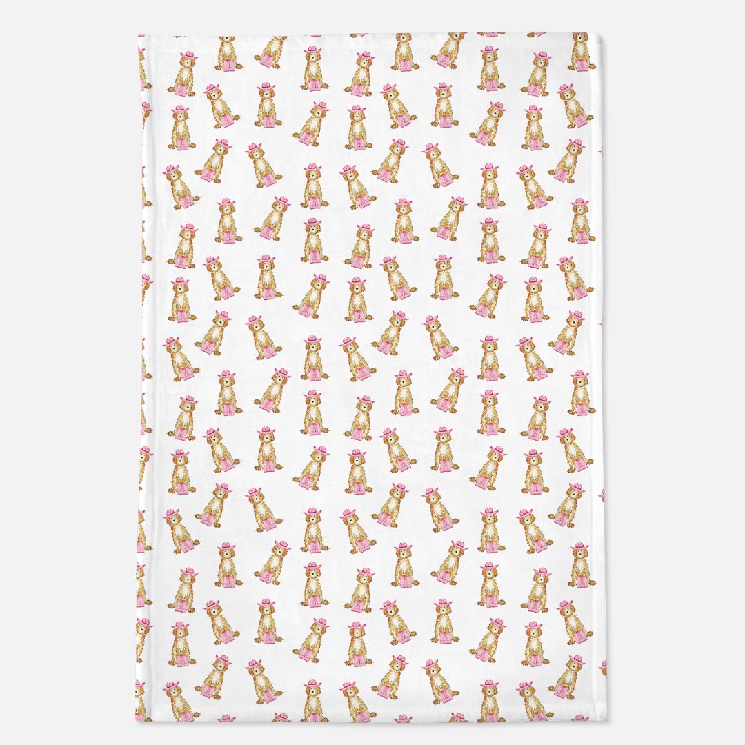 Howdy Cowgirl Apricot and Cream Doodle Minky Blanket - 40" x 60"