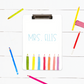 Colored Pencils Personalized Clipboard