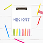 Colored Pencils Personalized Clipboard