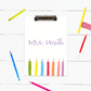 Colored Pencils Personalized Clipboard