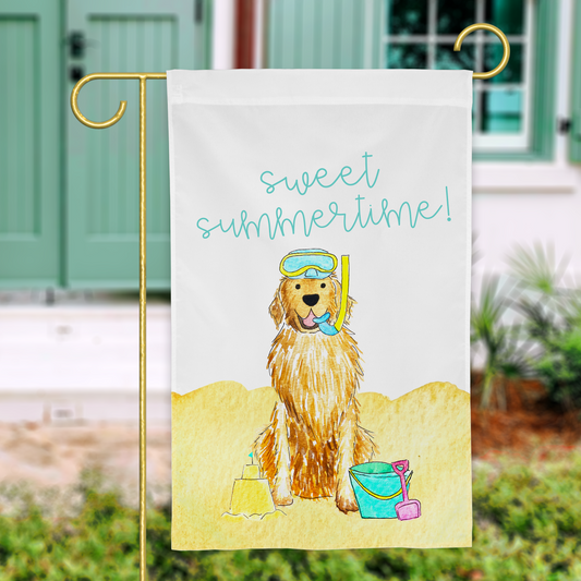 Personalized Golden Retriever summer garden flag