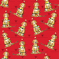 Festive Christmas Apricot Doodle Gift Wrap - Red