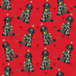 Festive Christmas Black Doodle Gift Wrap - Red