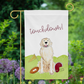 Sporty Football Golden Retriever Garden Flag
