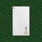 English Cream Golden Retriever golf towel with tournament-inspired accessories on a golf bag