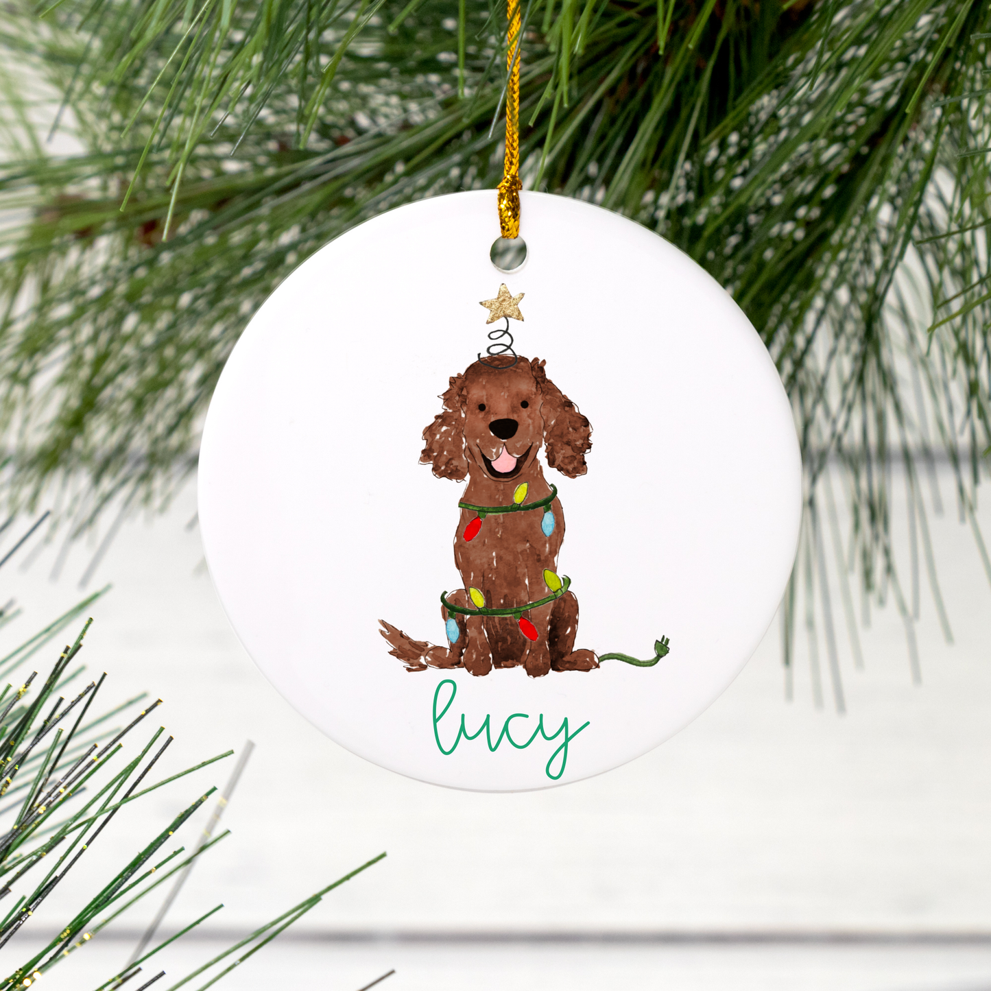 Personalized Festive Spaniel Ornament