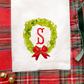Watercolor Wreath Monogram Tea Towel