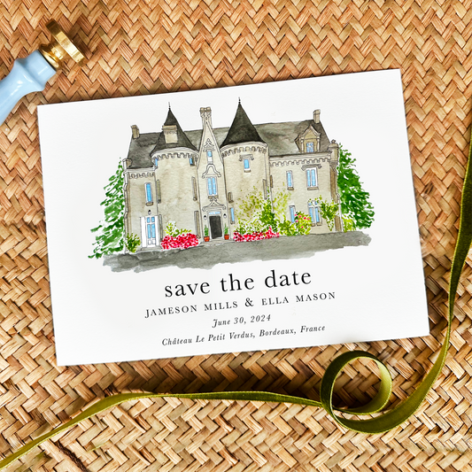 Custom Hand Painted Wedding Venue Save the Dates