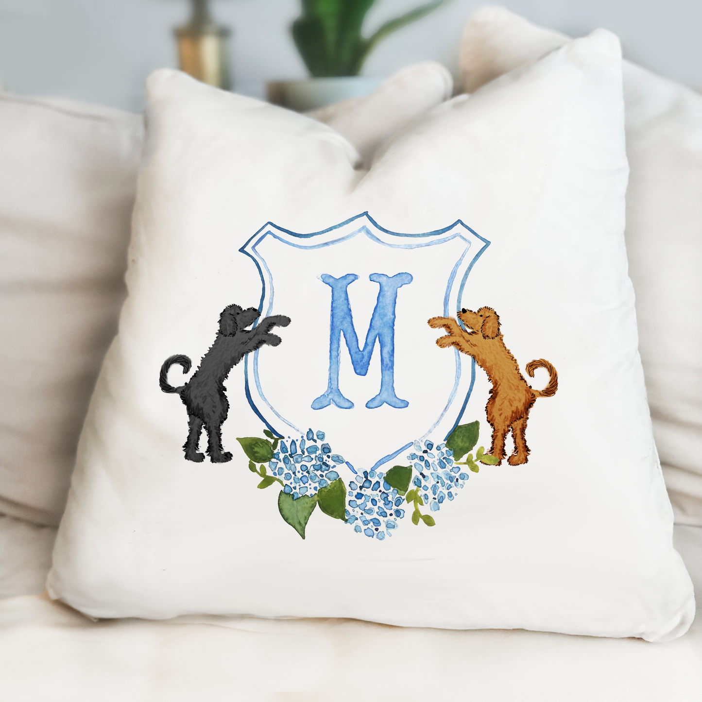 Personalized Doodle Crest Throw Pillow