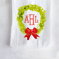 Watercolor Wreath Monogram Tea Towel