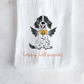 Spooky Halloween Black Parti Spaniel Tea Towel