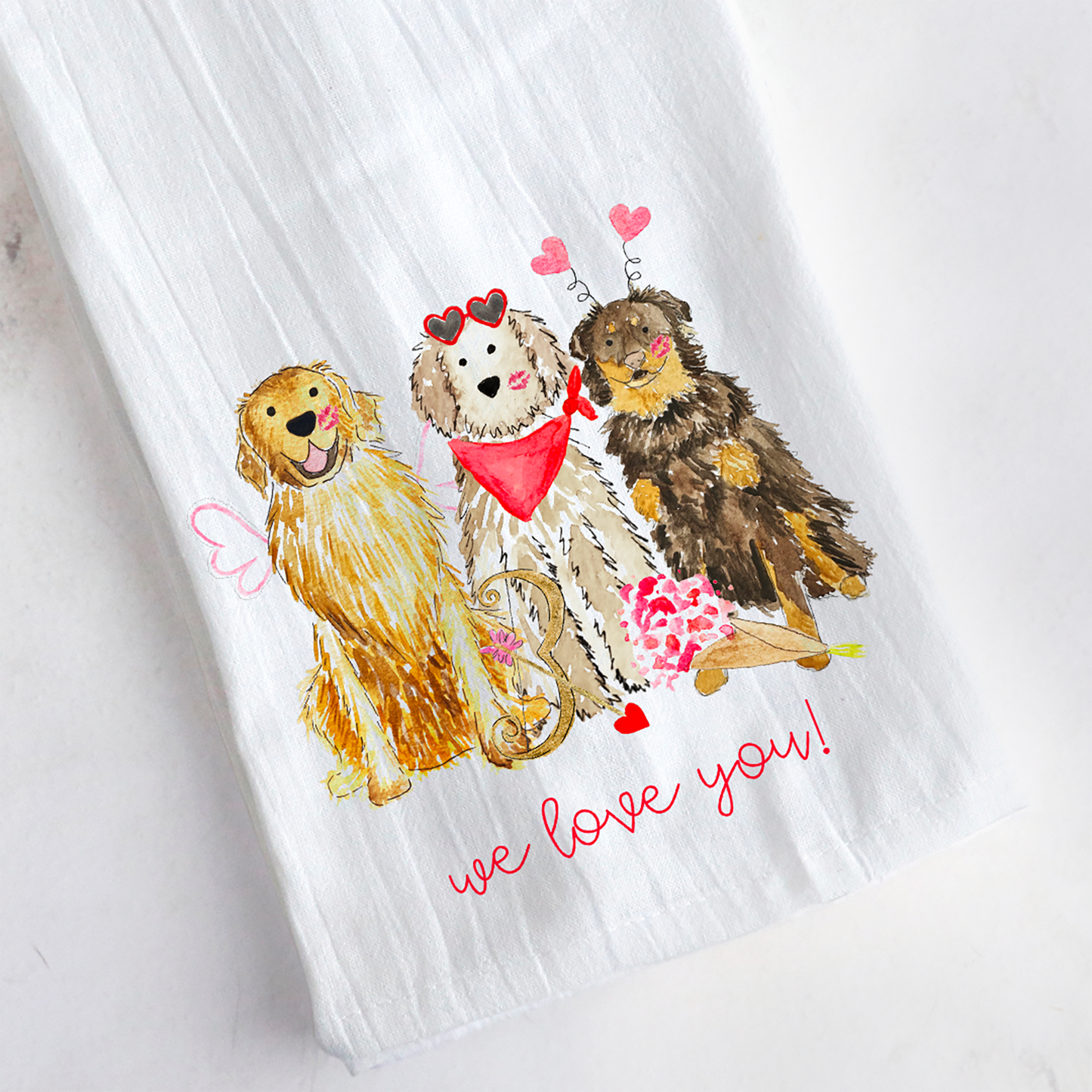 Lovey Valentines Day Mix and Match Pet Tea Towel