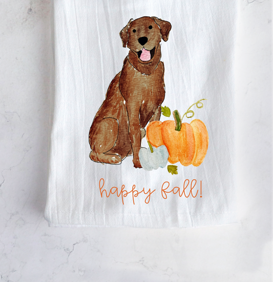 Fall Pumpkin Lab Tea Towel