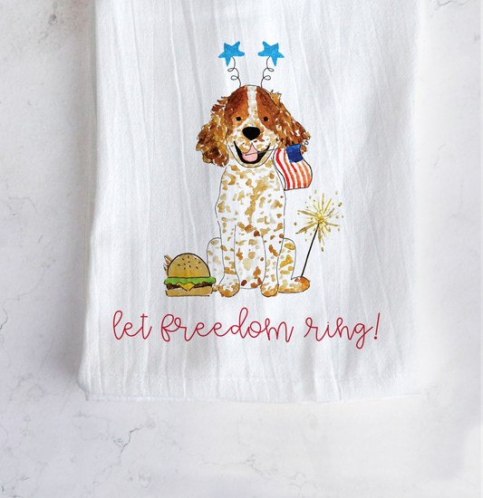Patriotic Spaniel Tea Towel