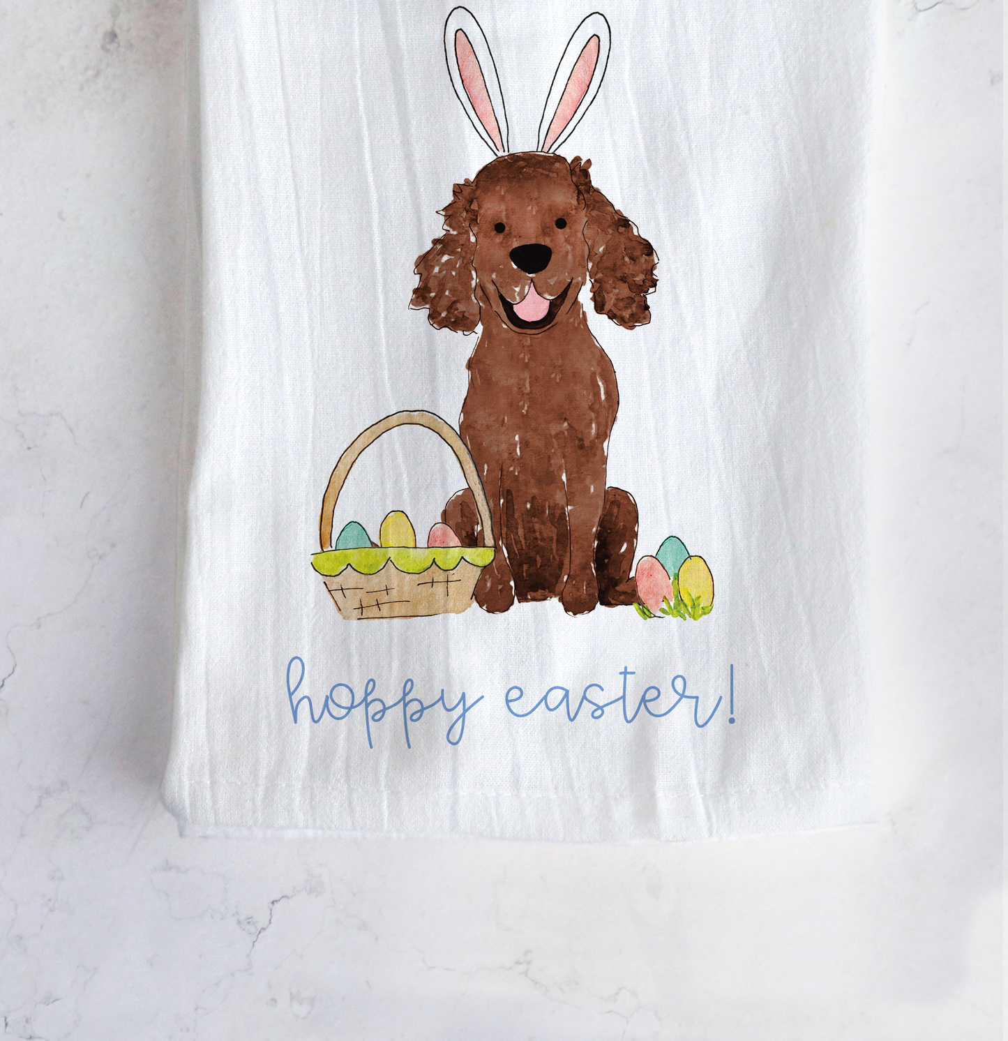 Spaniel Funny Bunny Tea Towel