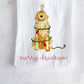 Festive Christmas Golden Retriever Tea Towel
