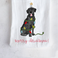 Festive Christmas Lab Tea Towel