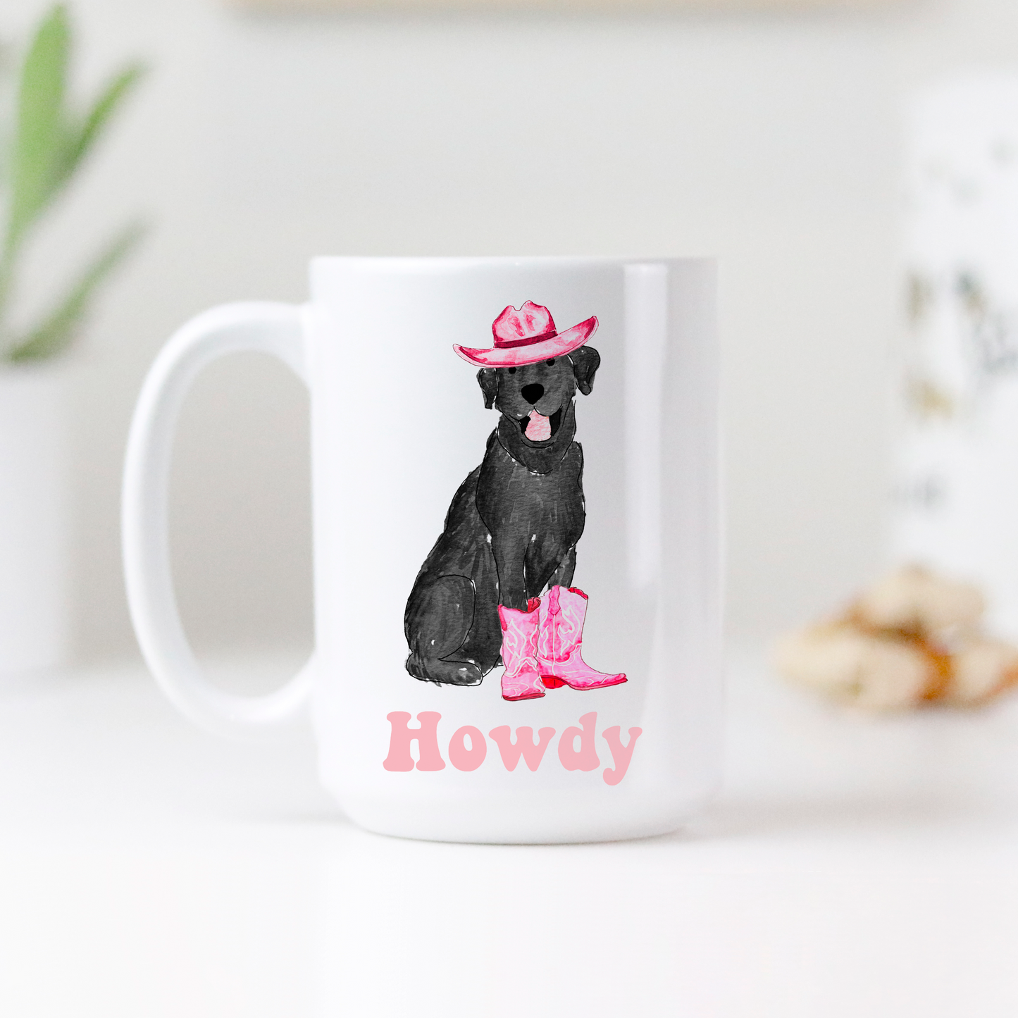 Howdy Cowgirl Black Lab Mug