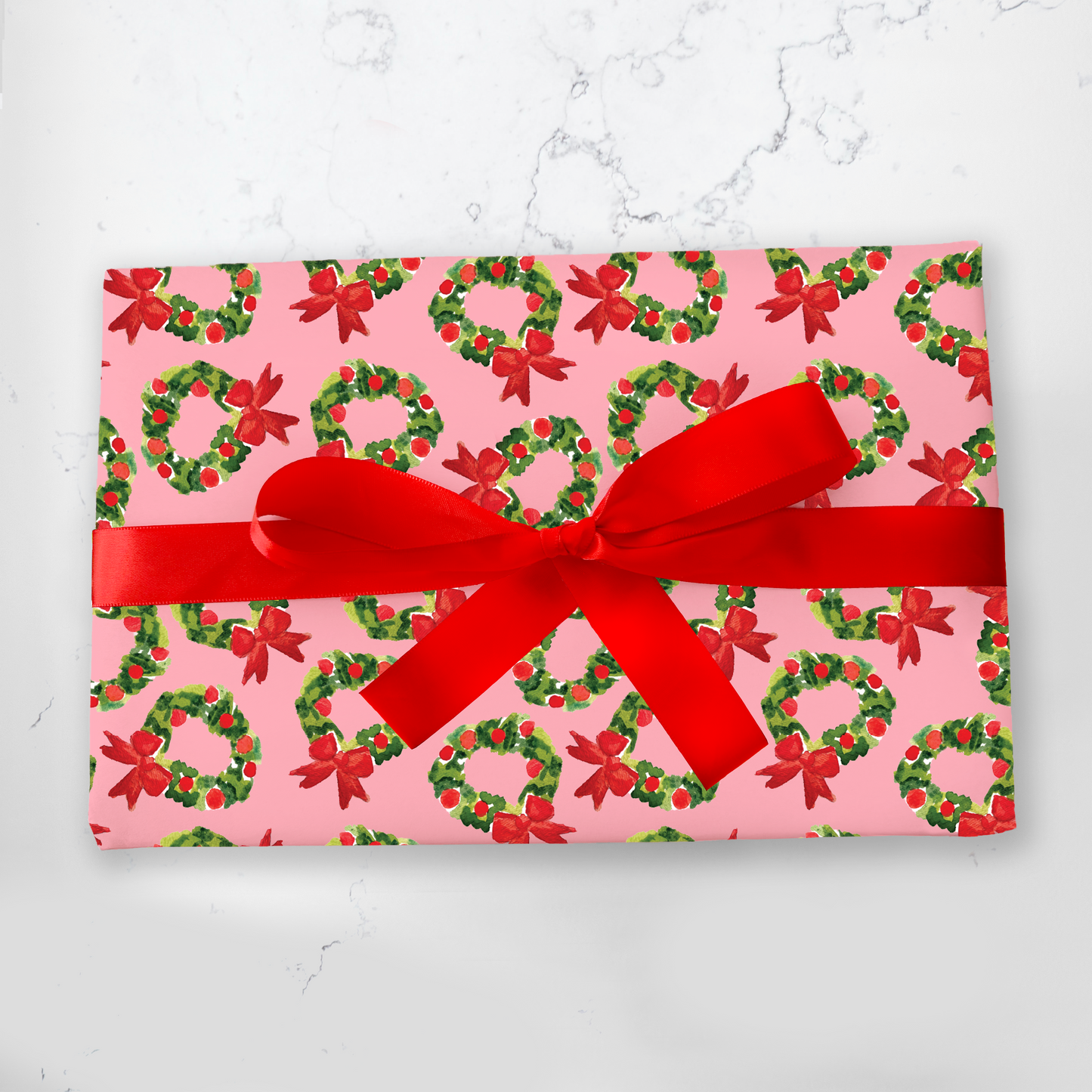 Watercolor Wreath Gift Wrap - Pink