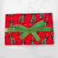 Festive Christmas Black Doodle Gift Wrap - Red