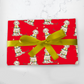 Festive Christmas Cream Doodle Gift Wrap - Red