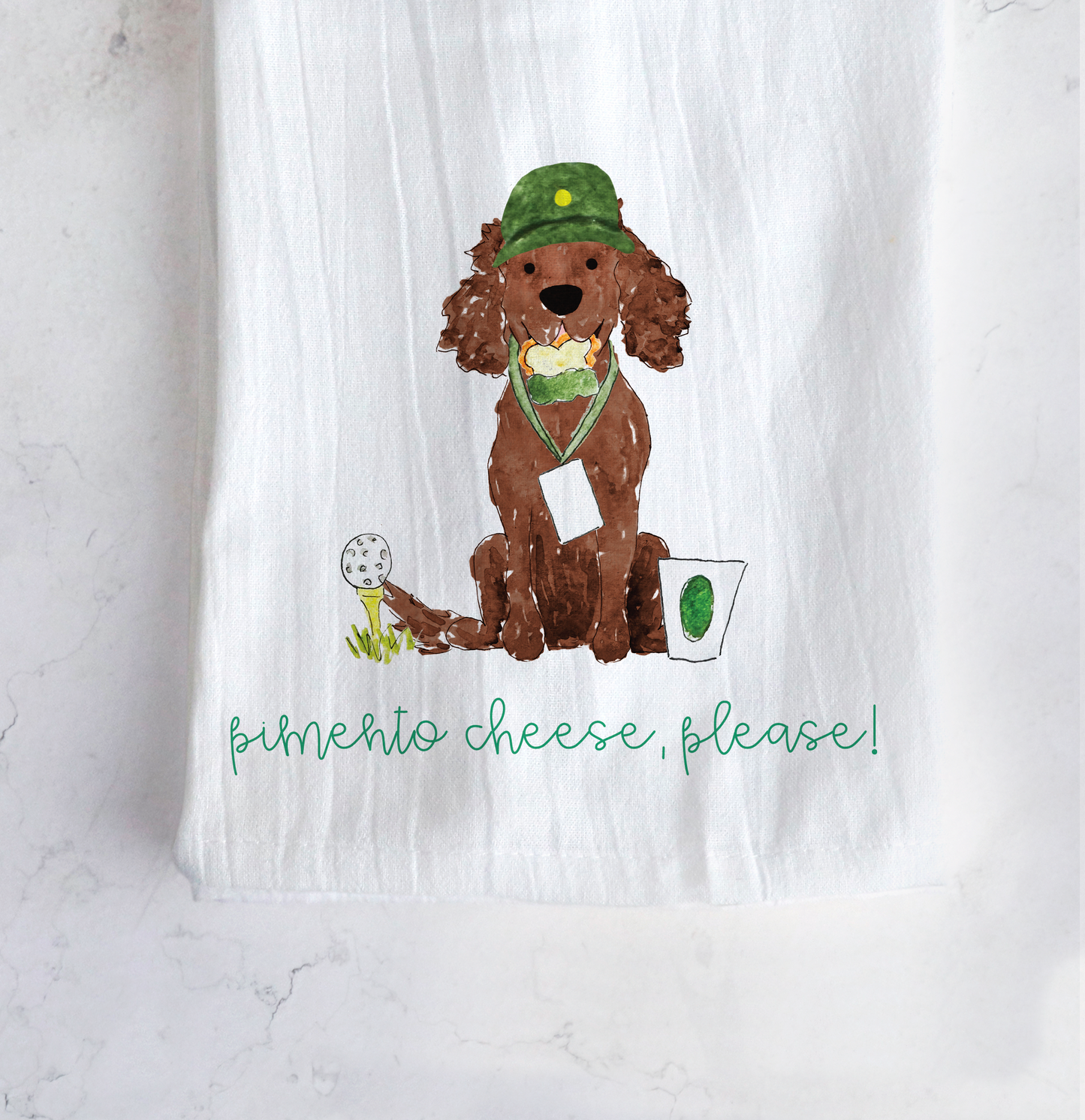 Golf Patron Spaniel Tea Towel