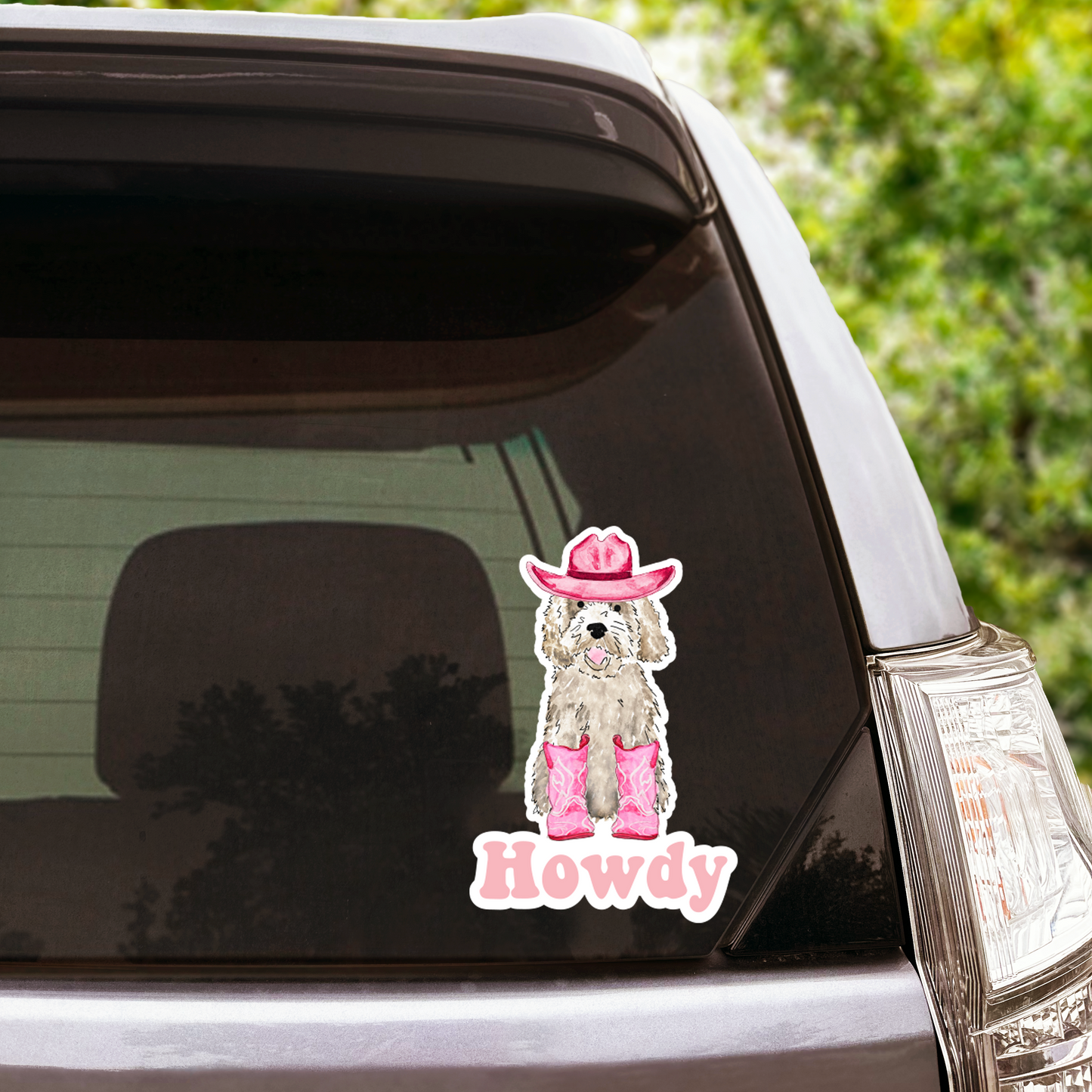 Howdy Cowgirl Apricot and Cream Mini Doodle Decal Sticker- 4" x 4"