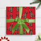Festive Christmas Brown Doodle Gift Wrap - Red