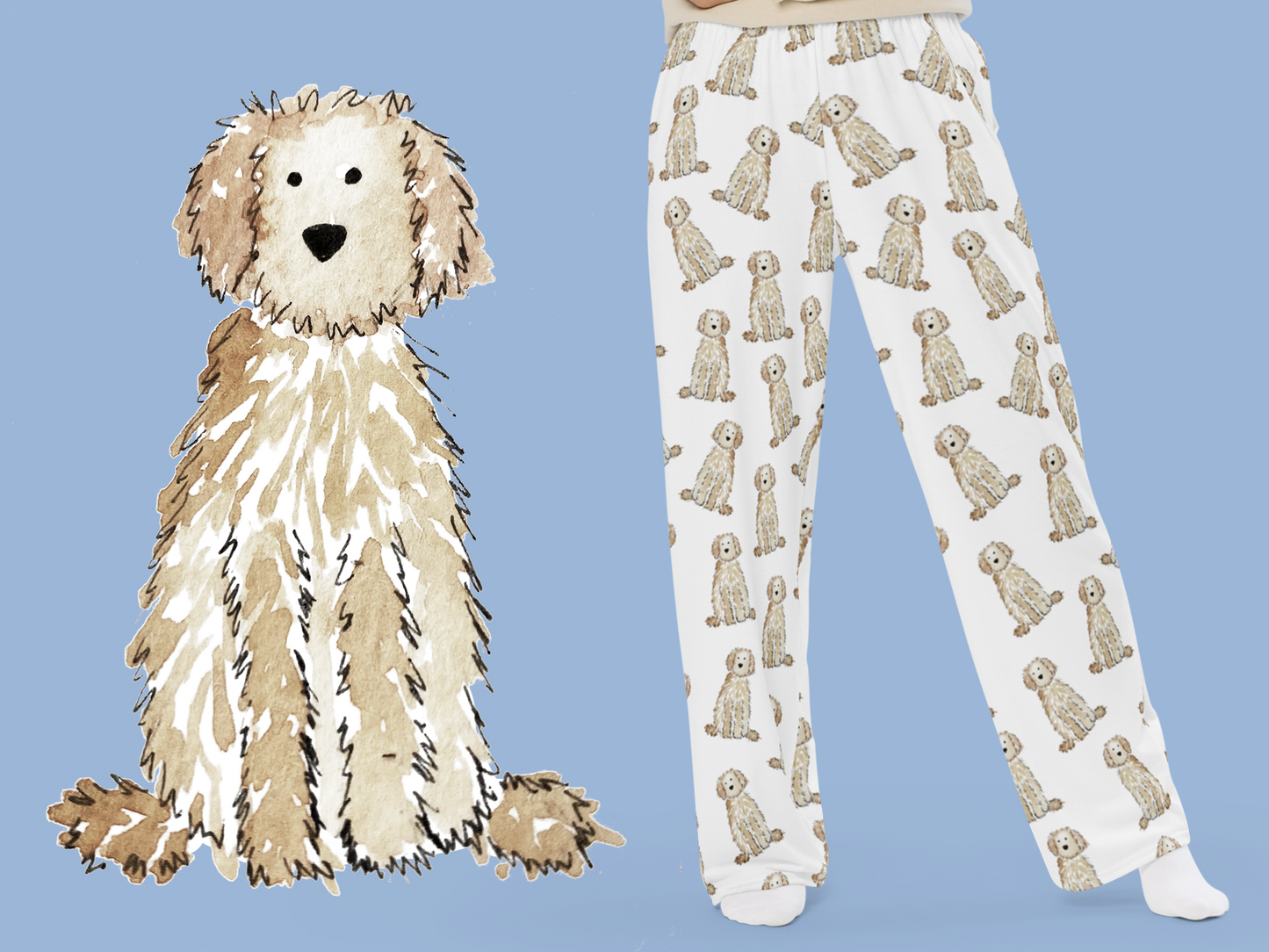 cream doodle pajama pants, goldendoodle pajamas, labradoodle lounge pants, aussiedoodle pajamas, watercolor doodle pjs, dog lover pajama pants, cream goldendoodle gifts, cozy doodle pajama pants, doodle sleepwear, unisex dog pajamas, doodle print pajama pants, dog lover loungewear, cream doodle dog pajamas, cute doodle pajamas, goldendoodle dog pjs