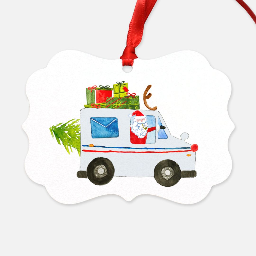 Christmas Delivery Driver Metal Ornament