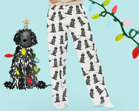 Festive Christmas Black Doodle Pajama Pants