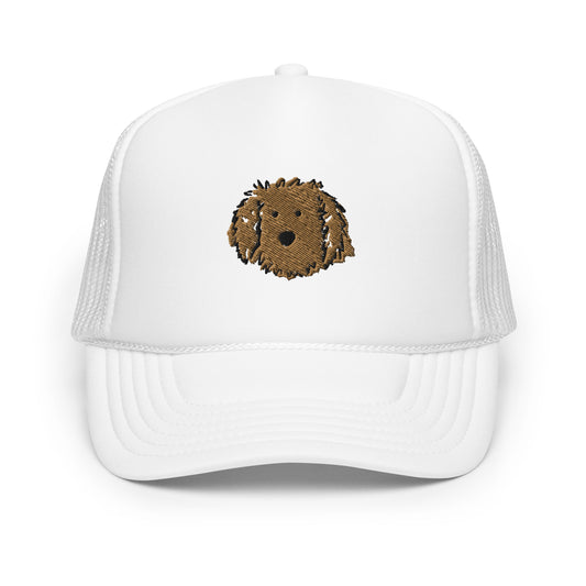 Embroidered Apricot Doodle Foam Trucker Hat