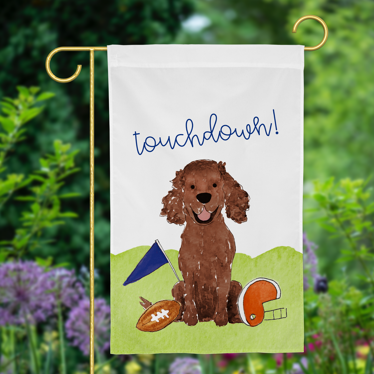 Sporty Football Spaniel Garden Flag