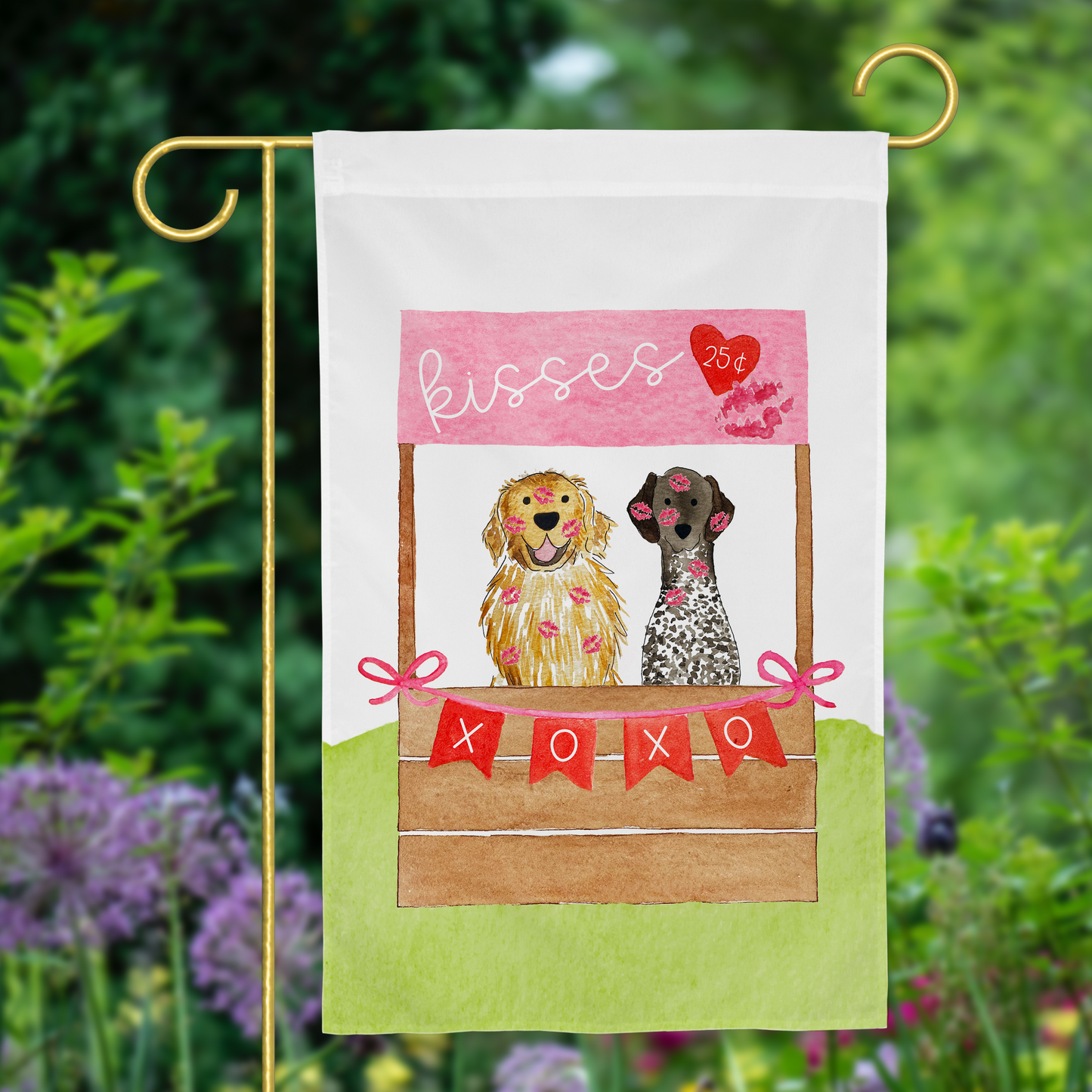 Valentines Day Kissing Booth Mix and Match Pet Garden Flag