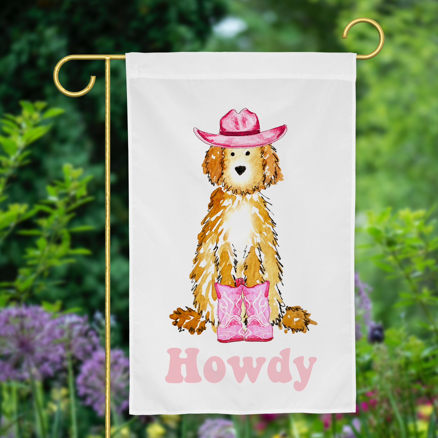 Howdy Cowgirl Doodle Garden Flag