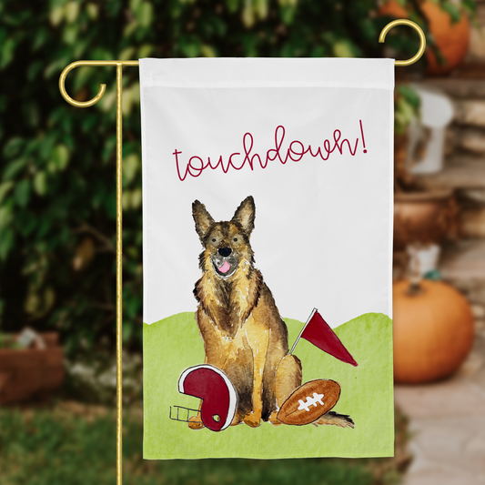 Sporty Football German Shepherd Garden Flag