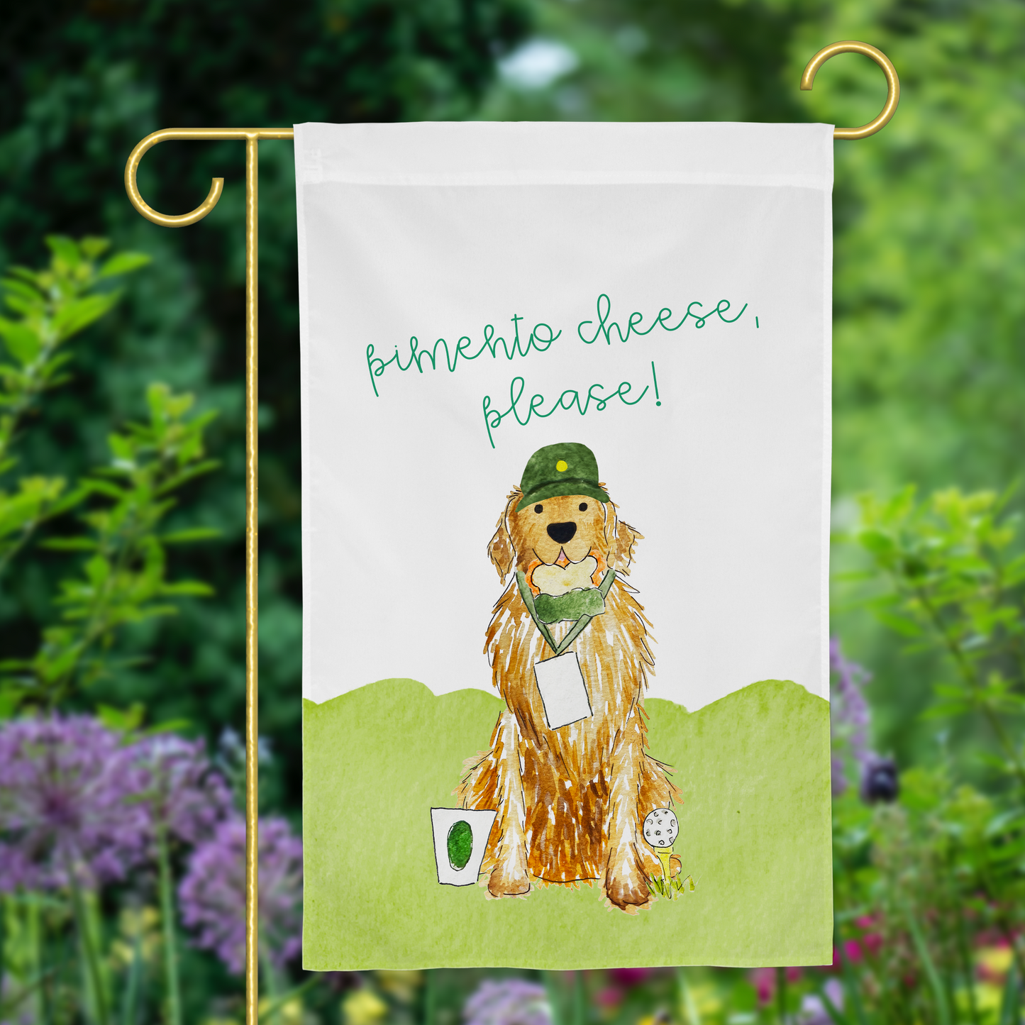 Golf Patron Golden Retriever Garden Flag