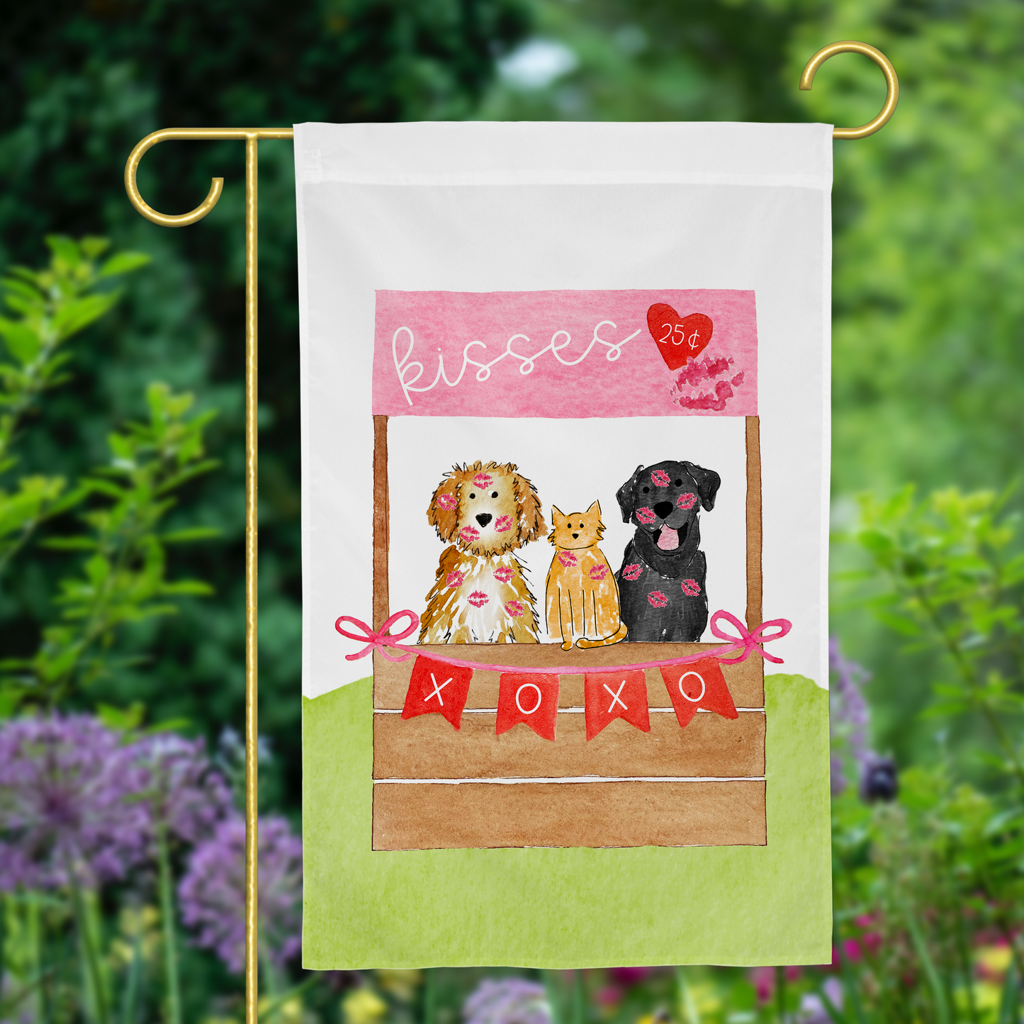 Valentines Day Kissing Booth Mix and Match Pet Garden Flag