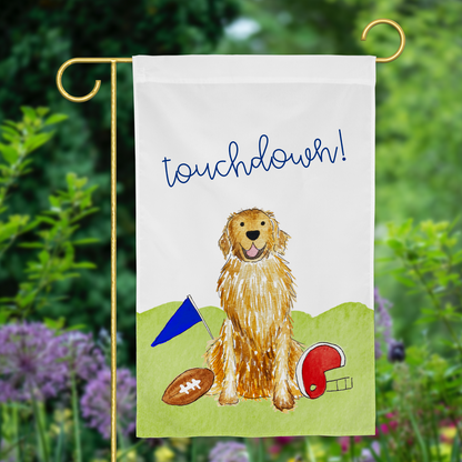 Sporty Football Golden Retriever Garden Flag