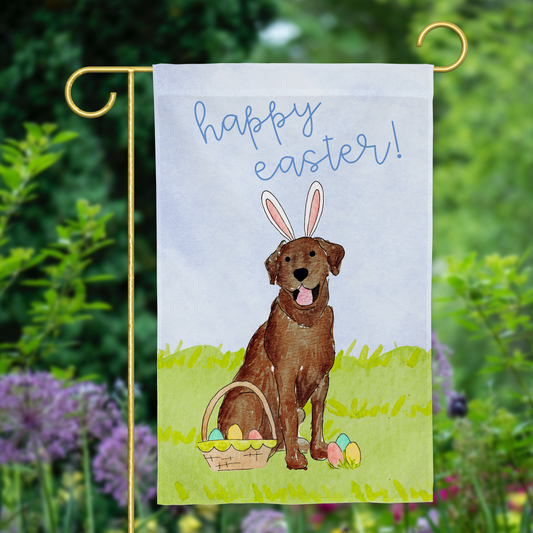 Easter Funny Bunny Black Lab Garden Flag