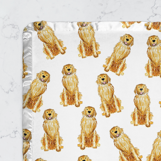 golden retriever baby blanket. Minky Golden Retriever Blanket with satin trim, golden retriever receiving blanket
golden retriever baby quilt
golden retriever baby bedding
golden retriever baby security blanket
golden retriever personalized baby blanket