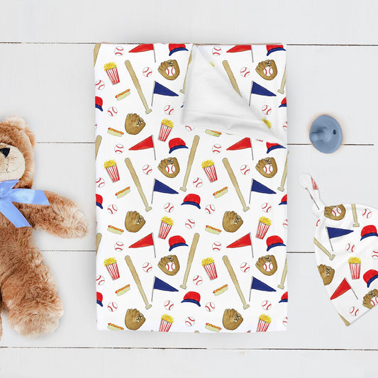 Baseball Ball Park Pattern Swaddle Blanket