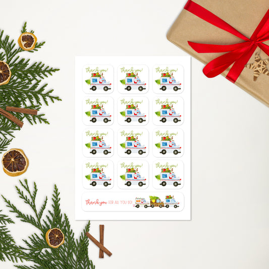 Christmas Delivery Driver Thank You Sticker Sheet