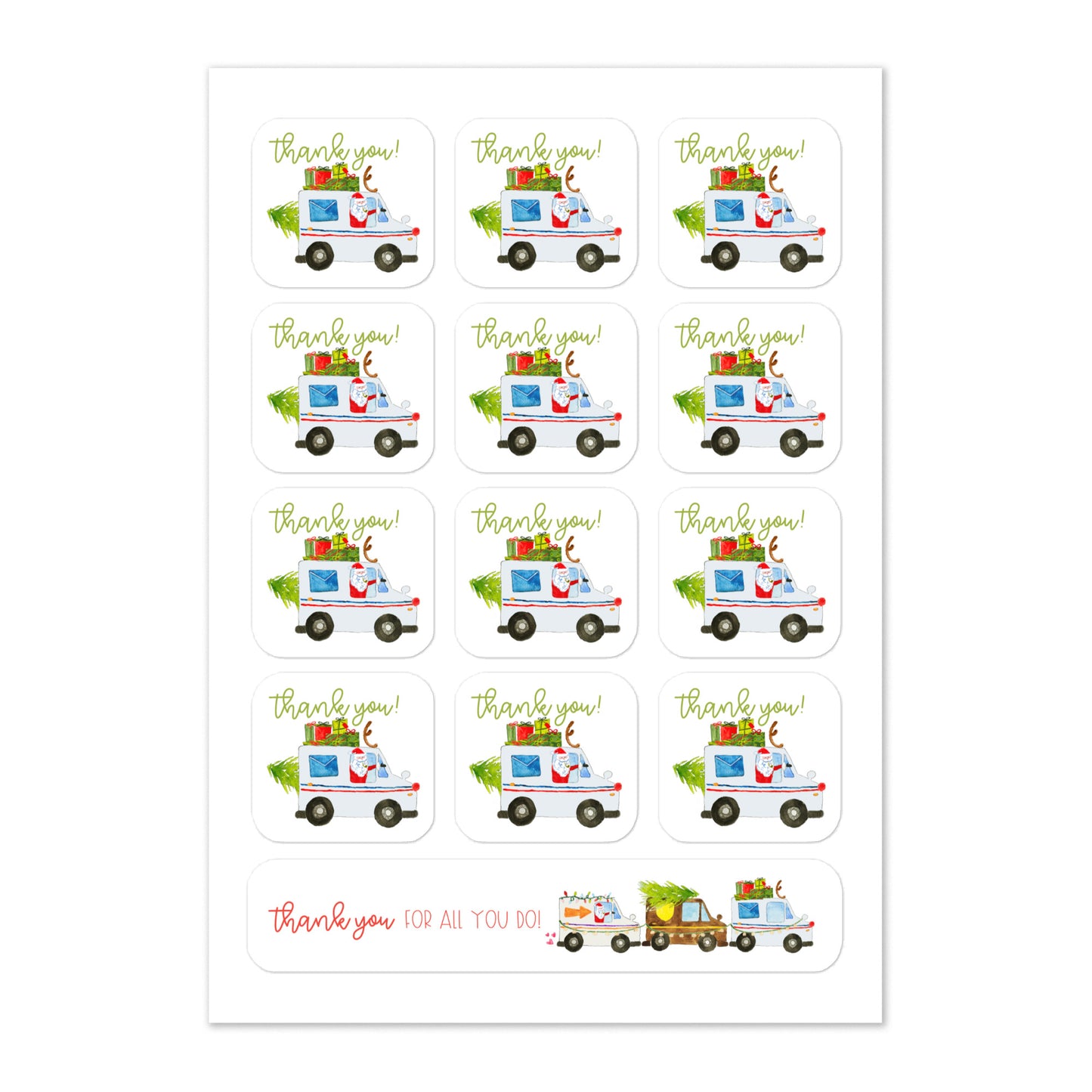 Christmas Delivery Driver Thank You Sticker Sheet