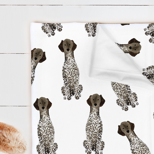 german shorthaired pointer baby items, liver roan GSP baby swaddle blanket