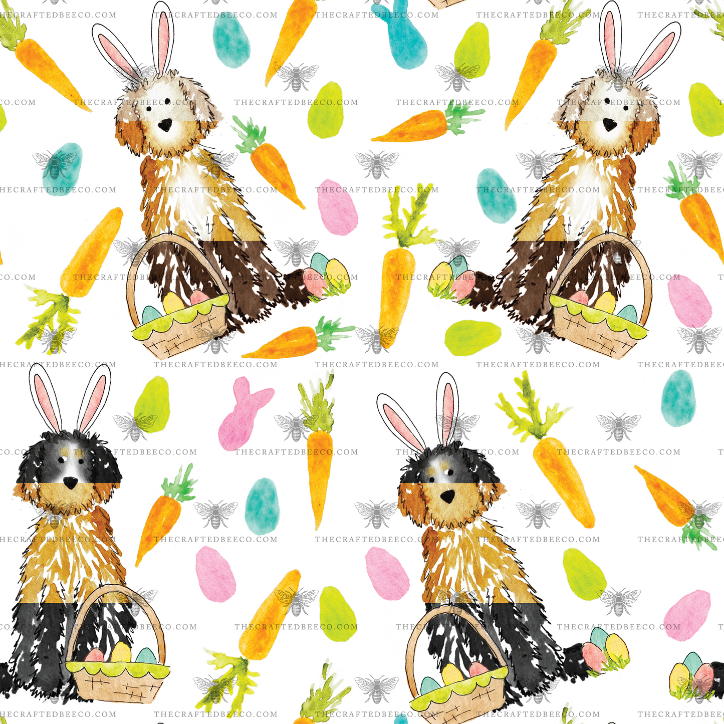 Easter Egg Apricot Doodle Pattern Hostess Towel