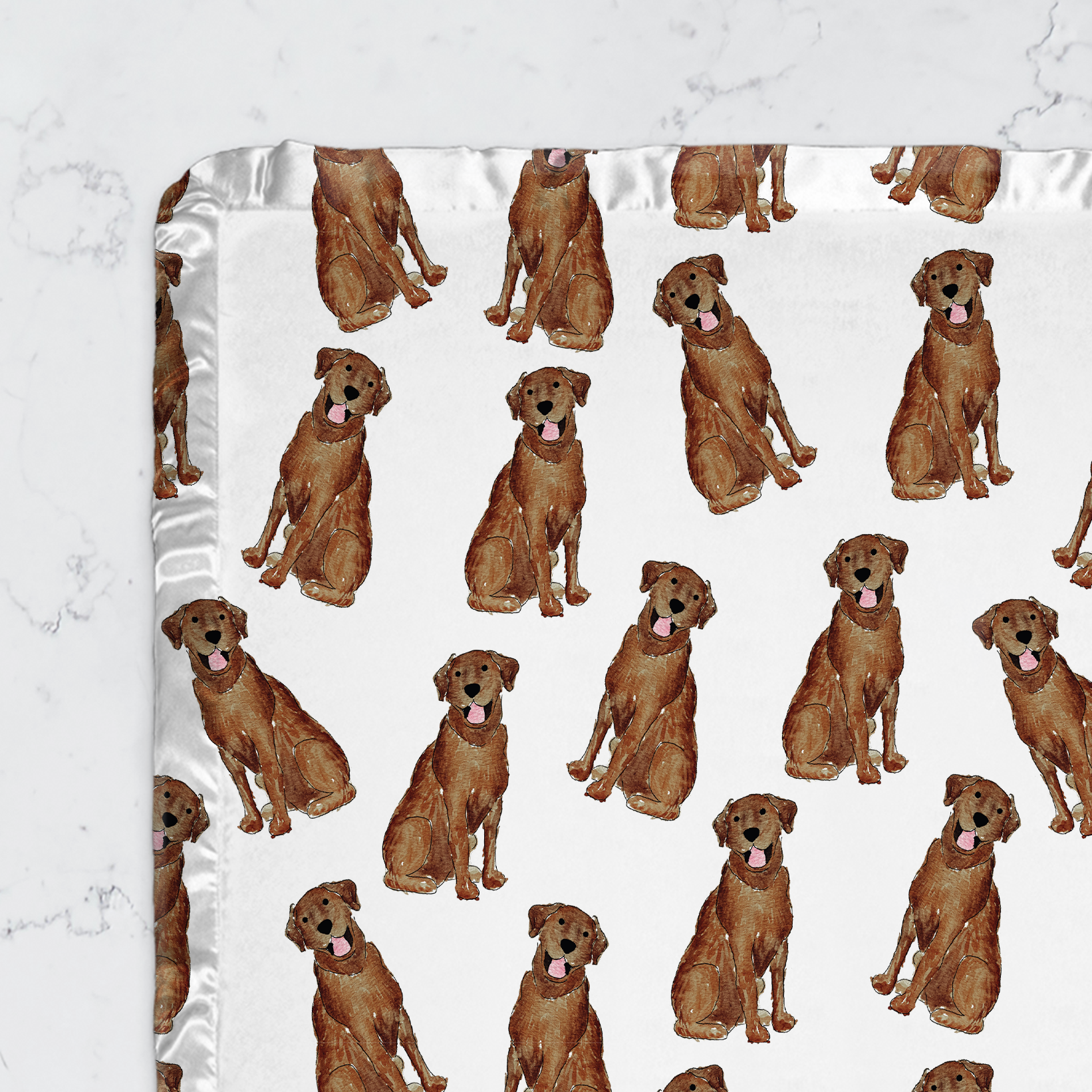 chocolate lab baby blanket with satin trim