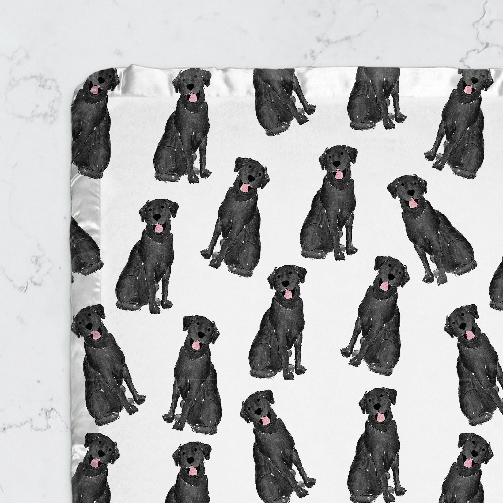 black lab baby blanket. Minky baby blanket with satin trim