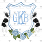 Personalized Watercolor Hydrangea Spaniel Crest Garden Flag